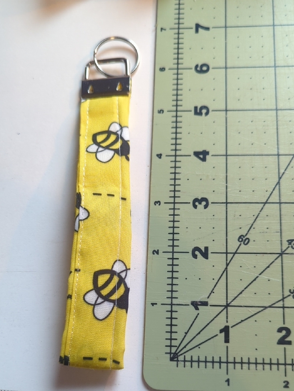 Handmade Yellow Bee Wrist Keychain Strap